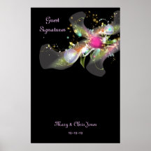 Affiche florale abstraite de signature d'invité