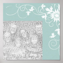 Affiche florale bleue d'autographe de mariage