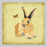 Affiche florale minable d'art de lapin posters