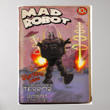 Affiche folle de couverture de pulpe de robot