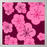 AFFICHE FONCÉE DE FLEURS DE CERISIER