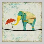 Affiche gracieuse d'or d'art d'éléphant posters