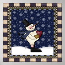 Affiche - grand bonhomme de neige de coeur