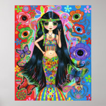 Affiche hippie de sirène de fille