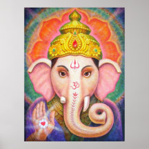 Affiche indoue d'éléphant de Ganesha