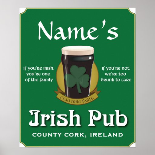 Affiche irlandaise de Pub