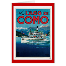 Affiche italienne vintage de voyage de "Lago di Co Cartes De Vœux