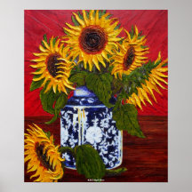 Affiche jaune de beaux-arts de tournesols