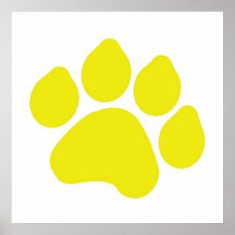 Affiche jaune d'empreinte de patte