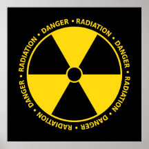 Affiche jaune et noire de symbole de rayonnement