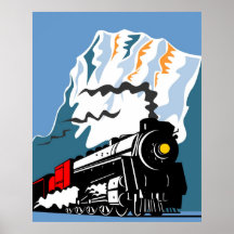 Affiche locomotive de train vintage de vapeur rétr