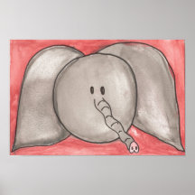 Affiche mignonne d'éléphant de bande dessinée d'aq