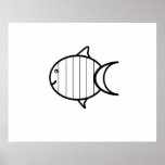 Affiche noire et blanche de poissons
