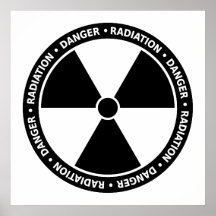 Affiche noire et blanche de symbole de rayonnement