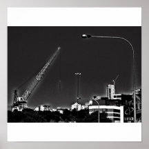 affiche noire et blanche deux de grue