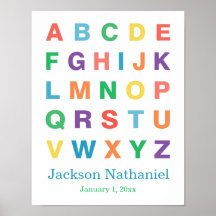 Affiche personnalisée d'alphabet pour des bébés