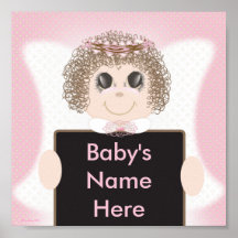 Affiche personnalisée de mur d'ange de bébé