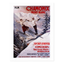 Affiche promotionnelle de ski carte postale