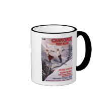 Affiche promotionnelle de ski tasse à café