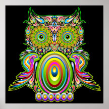 Affiche psychédélique de Popart de hibou