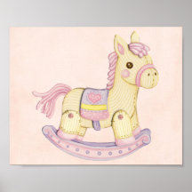 Affiche rose de cheval de basculage