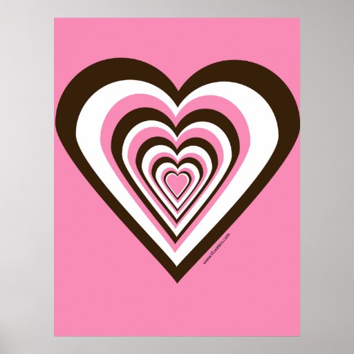 affiche rose et brune de coeur