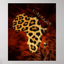 affiche rouge d'art de fractale de carte AFRICAINE