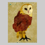 Affiche rouge d'or d'art de hibou posters