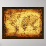 Affiche rustique de carte de Vieux Monde