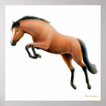 Affiche sautante de cheval de baie