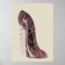 Affiche stylet florale de chaussure de talon de ti