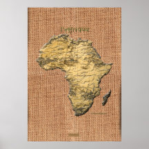 affiche texturisée d'art de la CARTE 3D AFRICAINE