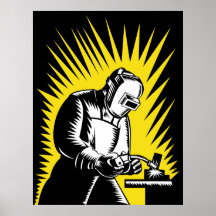 affiche travaillante de gravure sur bois en soudur