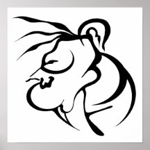 Affiche tribale de tatouage de visage abstrait