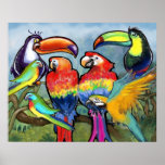 Affiche tropicale d'oiseaux
