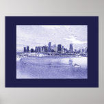 Affiche urbaine bleue d'impression d'horizon d'océ