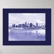 Affiche urbaine bleue d'impression d'horizon d'océ