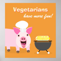 Affiche végétarienne de porc