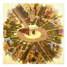 Affiche vintage Arc de Triomphe Paris France de vo Faire-parts