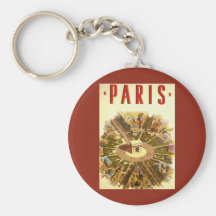 Affiche vintage Arc de Triomphe Paris France de vo Porte-clefs
