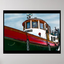 Affiche vintage de bateau de traction subite