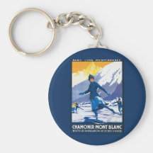 Affiche vintage de Chamonix - de Mont Blanc Porte-clefs