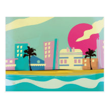 Affiche vintage de Miami des années 1980 Carte Postale