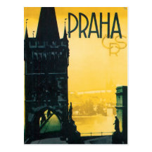 Affiche vintage de Prague (Praha) Carte Postale