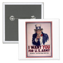 Affiche vintage de recrutement d'armée d'Oncle Sam Badge