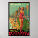 Affiche vintage de voyage ; Atlantic City, blonde 