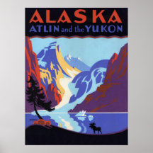 Affiche vintage de voyage, Atlin et le Yukon, Alas