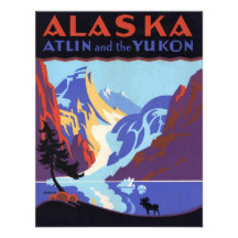 Affiche vintage de voyage, Atlin et le Yukon, Alas Bristol Personnalisé