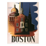 Affiche vintage de voyage, Boston, le Massachusett Carte Postale