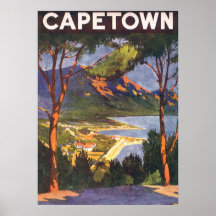 Affiche vintage de voyage, Cape Town, Afrique du S
